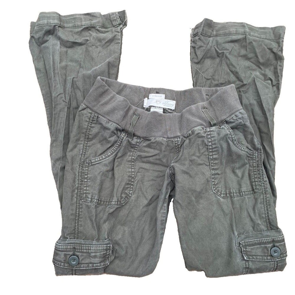 Old Navy Cargo Maternity Pants Womens Size XS Khaki Green Roll Over Waistband